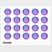 Sticker Rond Appréciation Neon bleu rose Abstrait Merci (Feuille)