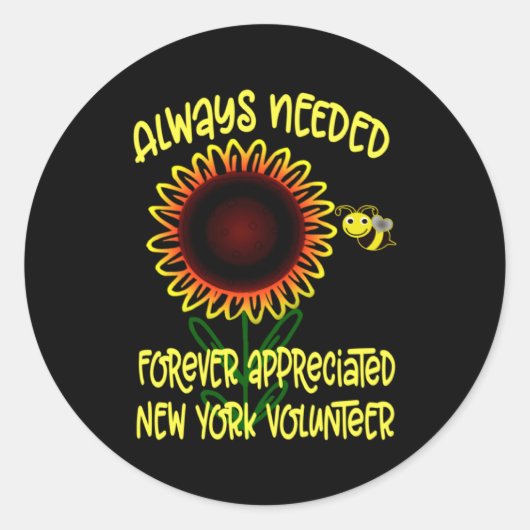 Sticker Rond Appreciation New York Always Needed Volunteer Reco (Devant)