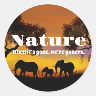 Sticker Rond Apprécier la nature et les éléphants