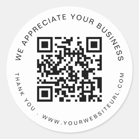 Sticker Rond Appréciez votre entreprise Code QR Nom du Merci (Devant)