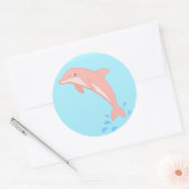 Sticker Rond Apprend le dauphin rose (Enveloppe)