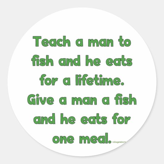 Sticker Rond Apprendre À Un Homme À Pêcher (Devant)