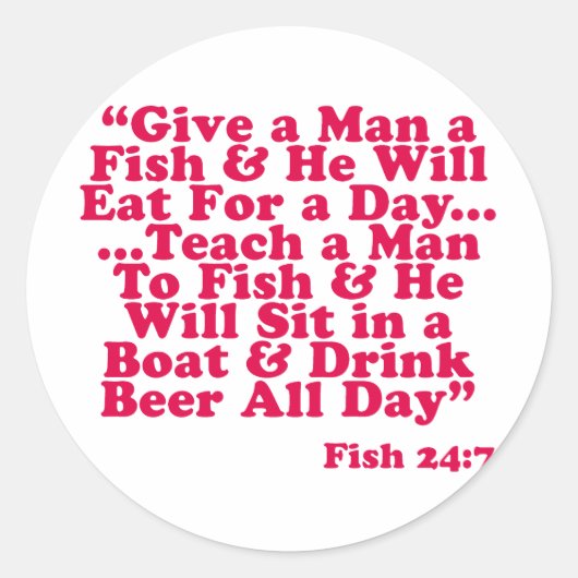 Sticker Rond Apprendre à un homme à pêcher (Devant)