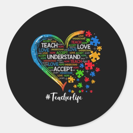 Sticker Rond Apprendre Accepter Comprendre Amour Enseignant Coe (Devant)