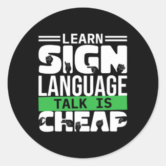 Sticker Rond Apprendre Langue Des Signes Parler Est Bon Marché1