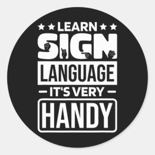 Sticker Rond Apprendre Le Langage Des Signes It' ; S Très Pr
