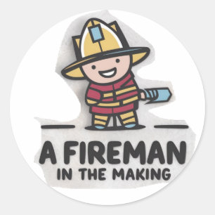 Sticker Rond Apprenti pompier. Futur pompier 