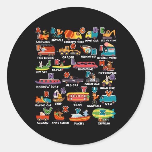 Sticker Rond Apprentissage Transport Lettre animal Abcs Enseign (Devant)