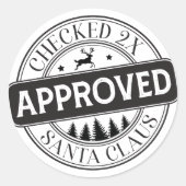 Sticker Rond Approuvé par le Père Noël Noël blanc et noir (Devant)