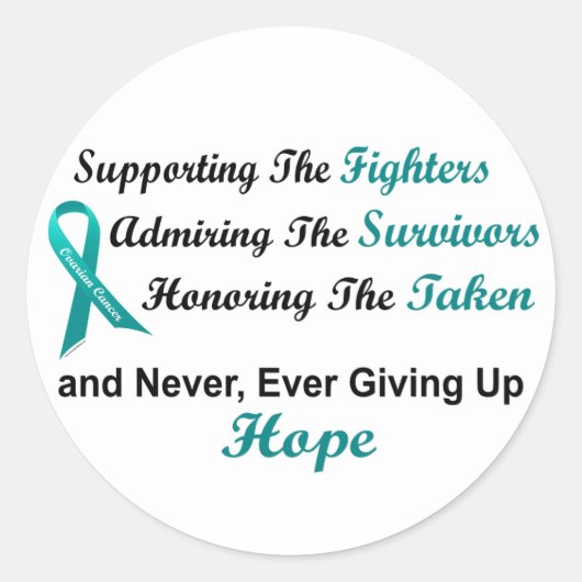 Sticker Rond Appui à l'acceptation de l'honneur 1 CANCER OVARIE (Devant)