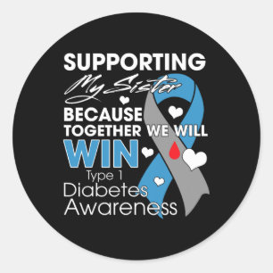 Sticker Rond Appuyer ma soeur T1d Diabétique Type 1 Diabète