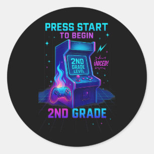 Sticker Rond Appuyez sur Démarrer 2e année Joueurs enfants Nive