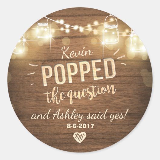 Sticker Rond Appuyez sur l'étiquette de faveur du Fiançailles d (Devant)