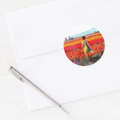 Sticker Rond Après-midi dans les champs de tulipes