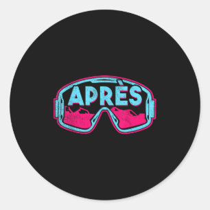 Sticker Rond Après, Ski Snowboard Rétro Vintage 80s 90s