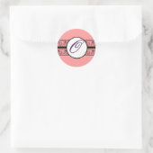 Sticker Rond Apricot Monogramme Mariage Bordures N'importe quel (Sac)