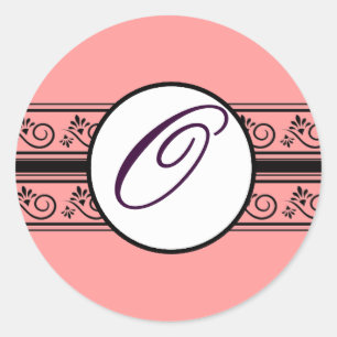 Sticker Rond Apricot Monogramme Mariage Bordures N'importe quel