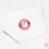 Sticker Rond Apricot Monogramme Mariage Bordures N'importe quel (Enveloppe)