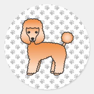 Sticker Rond Apricot Toy Poodle mignon Cartoon Chien