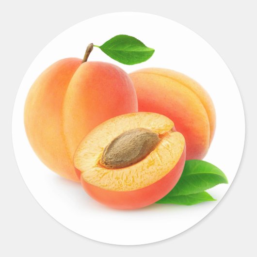 Sticker Rond Apricots frais avec feuille (Devant)