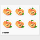 Sticker Rond Apricots frais avec feuille (Feuille)