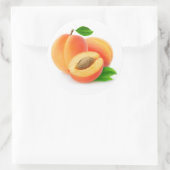 Sticker Rond Apricots frais avec feuille (Sac)