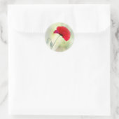 Sticker Rond Apron avec pavot rouge "Soyez heureux !" (Sac)