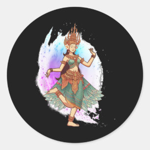Sticker Rond Apsara Danser Cambodgienne Danse Khmer Me Rencontr