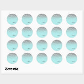 Sticker Rond Aqua bleu sarcelle argenté pailleté Monogramme (Feuille)