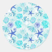 Sticker Rond Aqua-bleu-turquoise couleur d'aquarelle mixte (Devant)