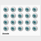 Sticker Rond Aqua Blue Blooshot Zombie Eyeball Halloween (Feuille)