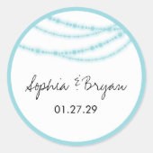 Sticker Rond Aqua Blue élégant brillant scintillant Mariage cla (Devant)