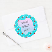 Sticker Rond Aqua Blue LOVE Modern Chic (Enveloppe)