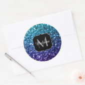 Sticker Rond Aqua blue Ombre fausse parties scintillant scintil (Enveloppe)