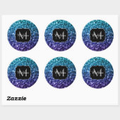 Sticker Rond Aqua blue Ombre fausse parties scintillant scintil (Feuille)