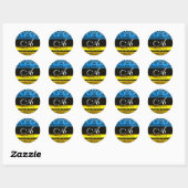 STICKER ROND AQUA BLUE OR NOIR BLACÉ BLACK DOMMASK MONOGRAM (Feuille)