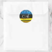 STICKER ROND AQUA BLUE OR NOIR BLACÉ BLACK DOMMASK MONOGRAM (Sac)