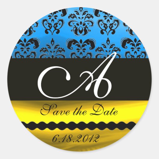 STICKER ROND AQUA BLUE OR NOIR BLACÉ BLACK DOMMASK MONOGRAM (Devant)