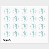 Sticker Rond Aqua Blue Parties scintillant Seahorse Coastal Chr (Feuille)