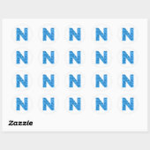 Sticker Rond Aqua Blue Piscine Photo Monogramme N (Feuille)