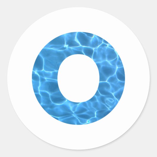 Sticker Rond Aqua Blue Piscine Photo Monogramme O (Devant)