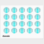 Sticker Rond Aqua Blue & Silver Winter Snowflakes Sweet 16 (Feuille)