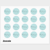 Sticker Rond Aqua Blue Simple Elegant Merci Mariage (Feuille)