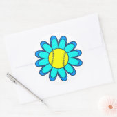 Sticker Rond Aqua Blue Softball Girl (Enveloppe)