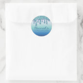 Sticker Rond Aqua Blue Sparkle Drippy Party Swag (Sac)