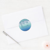 Sticker Rond Aqua Blue Sparkle Drippy Party Swag (Enveloppe)