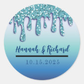 Sticker Rond Aqua Blue Sparkle Parties scintillant Drift Mariag (Devant)