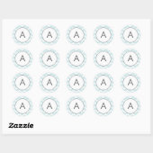 Sticker Rond Aqua Blue Zig Zag Chevron Motif Monogramme (Feuille)