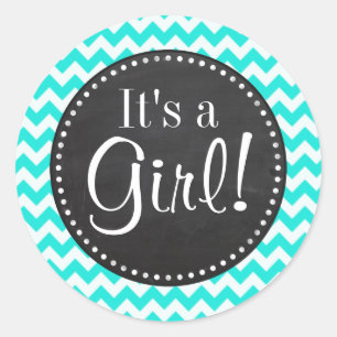 Sticker Rond Aqua Color Chevron ; aspect Vintage du tableau de 