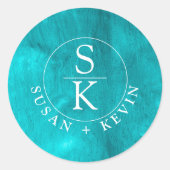 Sticker Rond Aqua Elegance Turquoise & Turquoise Mariage Aquare (Devant)